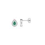 Ohrstecker 750/18 K Weissgold mit Smaragd und Diamant 0.01ct.