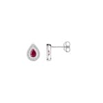 Clous d'oreilles or gris 750/18 ct avec rubis et diamant 0.01ct.