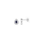 Clous d'oreilles or gris 750/18 ct avec saphir et diamant 0.01ct.