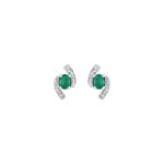 Ohrstecker 750/18 K Weissgold mit Smaragd und Diamant 0.01ct.