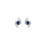 Ohrstecker 750/18 K Weissgold mit Saphir und Diamant 0.01ct.