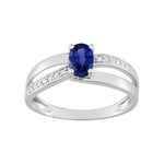 Ring 750/18 K White Gold with Sapphire 0.60ct. and Diamonds 0.02ct.