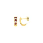 Boucles d'oreilles or jaune 750/18 ct avec rubis et diamants 0.02ct.