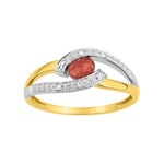 Damenring 750/18 K Gelbgold mit Rubin oval und Diamanten 0.03ct.