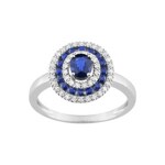 Ring 750/18 K White Gold with Sapphires 0.91ct. and Diamonds 0.13ct.