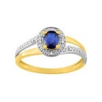 Damenring 750/18 K Gelbgold mit Saphir 0.48ct. und Diamanten 0.02ct.