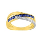 Ring 750/18 K Yellow Gold with Sapphires & Diamonds 0.03ct.