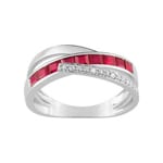 Ring 750/18 K White Gold with Rubies 1.15ct. & Diamonds 0.03ct.
