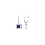 Boucle d'oreilles pendantes or gris 750/18 ct avec saphirs carrée 1.04ct. et diamants 0.08ct. - MY362GSB4