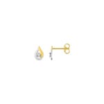 Stud Earrings 750/18 K Yellow and White Gold with Diamonds 0.01ct. H/p1