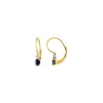Earrings 750/18 K Yellow Gold with Sapphire and Diamond 0.01ct.