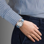 Aerowatch 1942 Chronolady Cuir bleu - A 81105 AA01