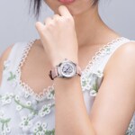 Aerowatch 1942 Lady Automatic Skeleton en cuir rose - A 60960 AA18