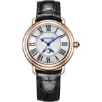 Aerowatch 1942 Lady Moon Phase Leder schwarz