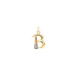Pendentif or bicolore 750/18 ct avec diamant, Lettre B