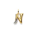 Pendant 750/18 K Two-tone Gold with Diamond, Letter N
