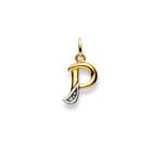 Pendentif or bicolore 750/18 ct avec diamant, Lettre P