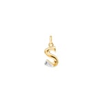 Pendentif or bicolore 750/18 ct avec diamant, Lettre S