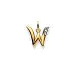 Pendentif or bicolore 750/18 ct avec diamant, Lettre W