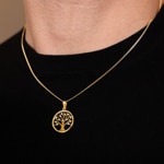 Pendant 750/18 K Yellow and White Gold with Cubic Zirconia, Tree of Life - 672379ZIR