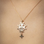 Pendentif or jaune 750/18 ct 20x32mm, Croix huguenote - 2812