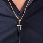 Pendant 750/18 K Yellow Gold Cross with Jesus 26 x 16mm - AKH322GG