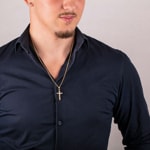 Anhänger 750/18 K Gelbgold Kreuz mit Jesus 34 x 20mm - AKH004GG