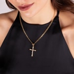 Pendant 750/18 K Yellow Gold Cross with Jesus 36 x 22mm - AKH0065GG