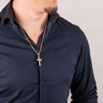 Anhänger 750/18 K Gelbgold Kreuz mit Jesus 37 x 21mm - AKH0043GG