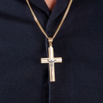 Anhänger 750/18 K Gelbgold Kreuz mit Jesus 37 x 21mm - AKH0043GG