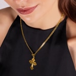 Anhänger 750/18 K Gelbgold 37 x 24mm, Kreuz mit Jesus - AKH0040GG