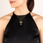 Anhänger 750/18 K Gelbgold 37 x 24mm, Kreuz mit Jesus - A19GG