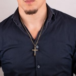 Pendentif or jaune 750/18 ct 45 x 28mm, Croix avec Jésus - TH3252GG