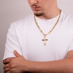 Pendant 750/18 K Yellow Gold Cross 50 x 30mm - AKH288GG