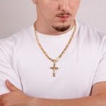 Pendant 750/18 K Yellow Gold Cross with Jesus 50 x 30mm - AKH0021GG