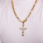 Pendant 750/18 K Yellow Gold Cross with Jesus 50 x 30mm - AKH0021GG