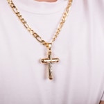Pendant 750/18 K Yellow Gold Cross with Jesus 54 x 37mm - AKH0028GG