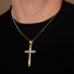 Anhänger 750/18 K Gelbgold Kreuz mit Jesus 59 x 27 mm - AN-1624-GG