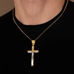 Anhänger 750/18 K Gelbgold Kreuz mit Jesus 61 x 29mm - AN-1659-GG