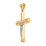 Pendentif or jaune 750/18 ct Croix avec jésus 62 x 39mm - AKH0055GG