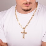 Pendentif or jaune 750/18 ct Croix avec jésus 62 x 39mm - AKH0055GG