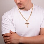 Pendentif or jaune 750/18 ct Croix avec jésus 62 x 39mm - AKH0055GG