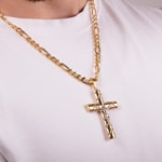 Pendentif or jaune 750/18 ct 69 x 43mm, Croix avec Jésus - AKH0051GG