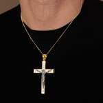 Pendentif or jaune 750/18 ct 74 x 42mm, Croix avec Jésus - AN-1654-GG