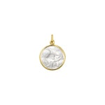 Anhänger 750/18 K Gelbgold Heilige Familie mit Perlmutt Ø 18mm