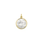 Anhänger 750/18 K Gelbgold Heilige Familie mit Perlmutt Ø 20mm