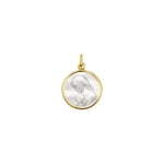 Anhänger 750/18 K Gelbgold Jungfrau Maria und Kind mit Perlmutt Ø 18mm