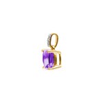 Anhänger 750/18 K Gelbgold mit Amethyst Kissen und Diamanten 0.01 ct H/si - AN-48528-AME-GG