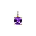 Anhänger 750/18 K Gelbgold mit Amethyst Kissen und Diamanten 0.01 ct H/si
