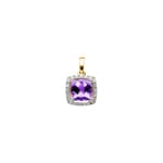 Anhänger 750/18 K Gelbgold mit Amethyst Kissen und Diamanten 0.06 ct H/si